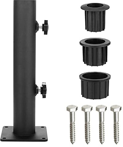 kyaoayo Tube de parasol en acier inoxydable, support de parasol pour l'extérieur, plaque de granit Ø max. 55 mm, 4 trous, avec bouton réglable, pour terrasse, pavillon, auvent, (une pièce)