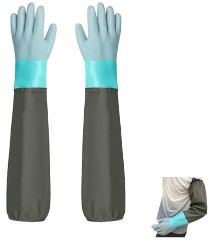 YIOIY Guanti da Stagno, Guanti per la Pulizia dello Scarico Extra Lunghi, Guanti a Maniche Impermeabili, Guanti a Braccio Completo per Uomo Donna (Verde-1)