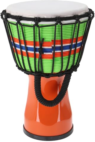 Farbige Djembe, Holztrommel, Percussion Instrument, 32 cm, orange 32 cm | Wetterfestes Fiberglas, knallige Farben, ideal für Drum Circles, mobil und leicht transportierbar.