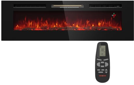 Chimenea Decorativa Klarstein con Llamas LED, Chimenea eléctrica con calefacción y Fuego Abierto, Chimenea eléctrica 1800W con Mando a Distancia, Temporizador y termostato Regulable