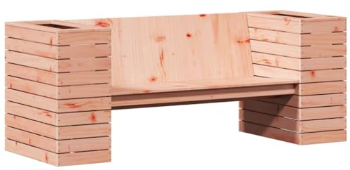 vidaXL Planter Bench - Outdoor Seating with Backrest & Garden Planters, Solid Douglas Wood 167.5x60x65 cm in Brown for Patio/Garden