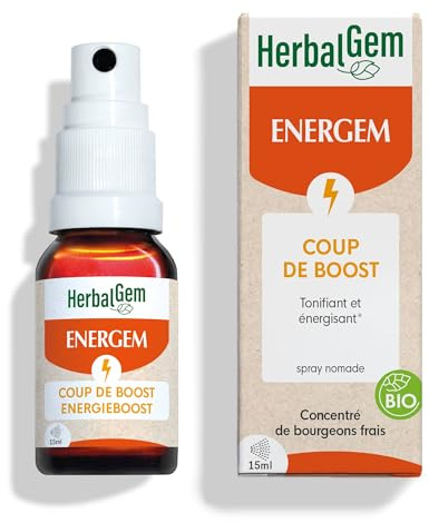 HERBALGEM - EnerGem Coup de Boost Bio - Action Rapide - Complément Alimentaire Gemmothérapie Concentrée - 15 ml