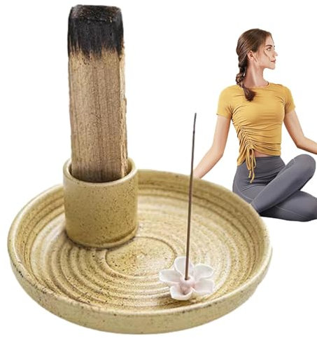 Kixolazr Quemador de salvia, soporte de Palo Santo - Recipiente de incienso de cerámica, portavelas, decoración del hogar, soporte para salvia, para escritorio, estantería, mesa, dormitorio, sala de