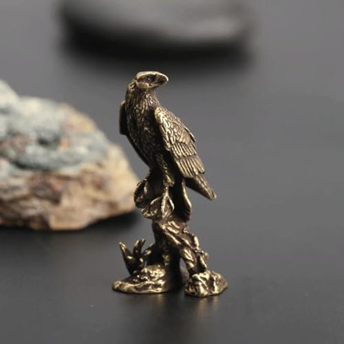 DUOLAIYUNSO Bronze-Statuen im Vintage-Stil, 3,8 x 1,7 cm, Messing, Adler, Falke, Tierstatue, Feng Shui, Glücks-Ornament für Schreibtisch, moderne Heimdekoration, Sammlerstück, Geschenk