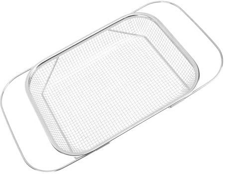Lwuey Over the Sink Colander, Expandable Baskets with Fine Mesh Strainer Handle Stainless Steel Rectangle Kitchen Colanders for Strain Drain Rinse Fruits Vegetables Pasta New Home Essentials (Silver)