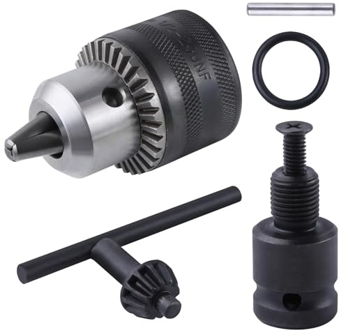 GOLD DEER 1.5-13mm Keyed Drill Chuck Adapter Kit Quick Change Drill Chuck Adapter with 1/2 inch Socket Square Female Adapter for Impact Wrench Converter Conversion Tool