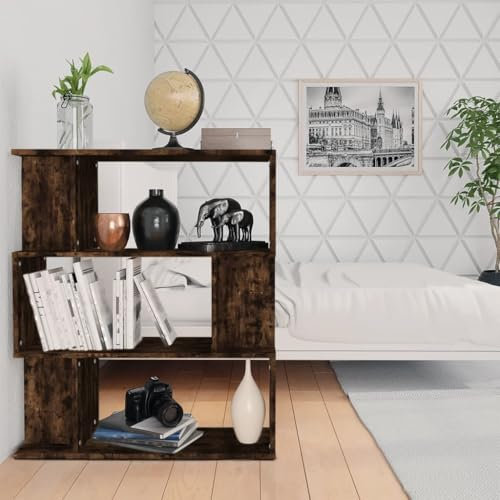 BOWEKAM Home & Garden-Bookschrank/Raumteiler Räuchereiche 80x24x96cm Holzmöbel Wahl
