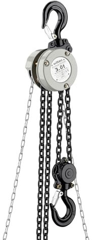 Wiltec Mini Kettenzug bis 3 t, robuster Handkettenzug 3 m Hubhöhe, Tragmittel mit 3 m Lastkette, Hebezeug manuell, hochbelastbares Hebemittel