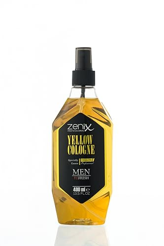 Zenix Barber Cologne - After Shave Spray für Männer - Rasur Duftwasser -Intensiv - Barber Eau de Cologne mit praktischen Pump-Spender - Erfrischend & Pflegend EDC (400ml, Yellow Cologne)