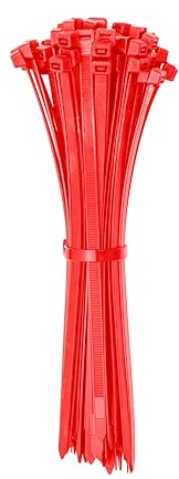 ERKO Serre Câbles rouge 200 x 3,6 mm 100 pièces, pour la décoration, l'organisation, les projets de bricolage et la gestion des câbles, pour l'intérieur et l'extérieur, court