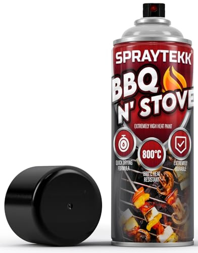 SPRAYTEKK Heat Resistant Spray Paint - 400ml | Matte Black Finish | Up to 800°C | Ideal for BBQs, Stoves, Firepits, Ovens, Automotive Engines & More | Indoor & Outdoor Use (1)