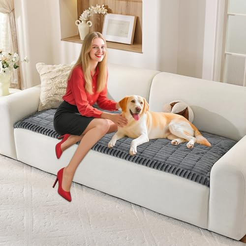ENONCI Hundedecke Flanell Sofaüberzug Dicke Sofa überzug Haustierfreundlich Weich und Komfortabel rutschfeste Gestaltung Sicher und Langlebig Maschinenwaschbar Sofa Schutz (Dunkelgrau, 70 x 150CM)
