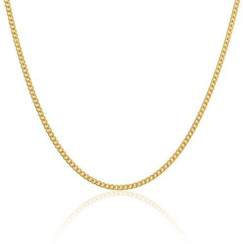 Miore Schmuck Damen, Collier Kette Damen Gold 14kt 585 Goldkette 45cm oder Silberkette 18K Vergoldete Kette Silber 925 Halskette 46cm, Panzerkette Frauen Ohne Anhänger, Allergenfrei & Handgemacht