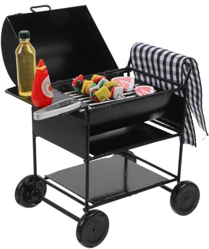 DOITOOL Puppenhaus Miniatur Grill BBQ Grill Modell 1:12 Maßstab Kompaktes Miniatur-Grillzubehör Für Puppenhaus Dekoration Und Mini-Hausküche Sicheres Spielzeug Mit Realistischen Details