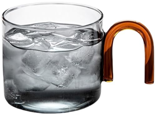 Vaso de café expreso de capuchino de 300 ml con taza de café individual redonda y asa alta de borosilicato taza de vidrio de una sola capa