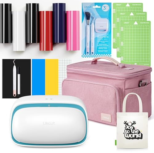 Likcut Glee S501 Plottermaschine mit Plotterfolie Textil Set & Tragetasche | Mit Einsteigerset, Plotter für DIY-Sticker, Tragbarer Plotter für Deko, Etiketten, Geschenke