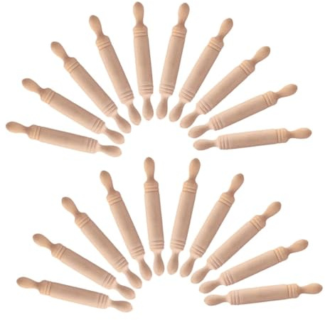 ERINGOGO 50 Piezas Mini Rodillos de Madera para Muñecas Accesorios Realistas para Decoración de Casas de Muñecas y Proyectos de Manualidades Pequeño y Color Madera Natural