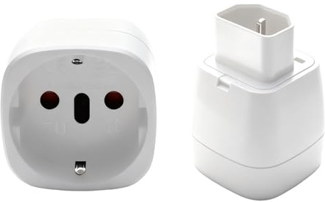 VIEVRE C14 auf Schuko, 2 Stück EU auf C14 Stecker, C14 auf CEE7, 250V/10A CEE Schuko Adapter, IEC C14 Stecker Geeignet für USV/UPS,PDU Kaltgerätestecker, Weiß