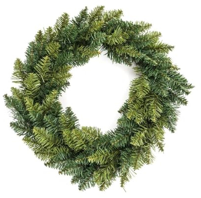 Wintem - Decorazione Natalizia Ghirlanda Verde Ø40 cm con Rami Densi e Realistici per Natale da Parete o Porta, Ideale come Base per Addobbi e Lucine Riutilizzabile e Senza Odore