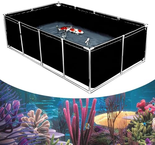Bassin Poisson Exterieur Jardin Bassin D'éTang à Poissons en Toile Facile à Installer Durable Et Spacieux Conteneur De Stockage d'eau en PVC pour Stockage De l'eau Pisciculture,02,150 * 100 * 40cm