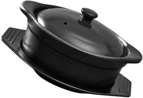 NUOBESTY Pentola in Ceramica da 109L con Coperchio e Base Casseruola Bistrot Ergonomica per Stufati Riso e Zuppe Vaso di Ceramica Resistente al Calore per Cucina Casalinga
