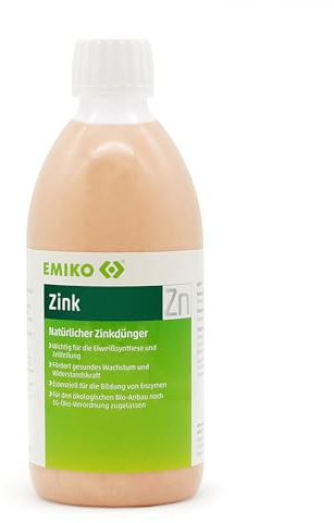 Emiko Zink Flüssigdünger 500ml | Unterstützt kräftiges Wachstum & Widerstandskraft, Für Obst, Gemüse, Rasen & Zierpflanzen