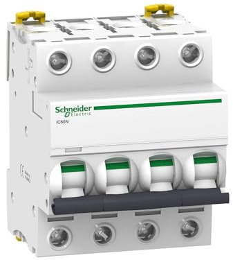 Schneider Electric a9 °F74432 IC60 N disjoncteur, acti9, courbure C, 4P, 85 mm Hauteur X 72 mm largeur X 78.5 mm profondeur, 32 A Courant, 50/60 HZ, Blanc