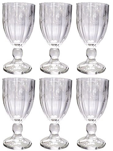 GMMH Set di 6 bicchieri da vino vintage con goffratura (strisce/350 ml) per matrimonio, caraffa, ciotola da dessert, calici in vetro, bicchiere da vino, acqua e spumante