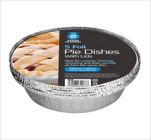 Four Season 5 Foil Pie Dishes With Lids Disposable Aluminium Foil Baking/Roasting (Pack of 20)