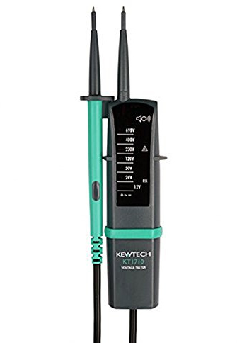 Kewtech KT1710 2 Pole Voltage and Continuity Tester with Clear LED Indication, Green, Black