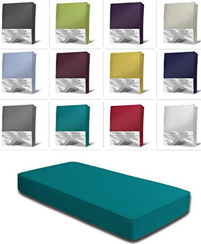 one-home Spannbettlaken Boxspringbett Wasserbett Elasthan Spannbetttuch Bettlaken Elastan, Farbe:Petrol, Maße:180-200 x 200-220 cm