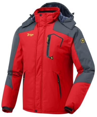 donhobo jackor herr fleece-foder vinterjacka vattentät andas tjock varm vindtät softshelljacka Outdoor funktionsjacke med avtagbar huva röd XX-L