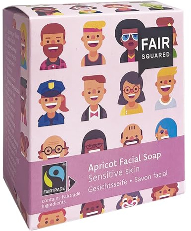 FAIR SQUARED Aprikose Gesichtsseife Sensitive 2 x 80 Gramm - Seife für empfindliche Haut - mit Fairtrade-Aprikosenkernöl - vegane Naturkosmetik - Zero Waste | Für empfindliche Haut, Mit Fairtrade-Aprikosenkernöl, Vegane Naturkosmetik, Zero Waste