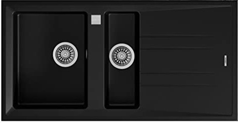 Teka 115360008 Fregadero de cocina de granito (granito) con cuenco simple y medio piedra 60 B-TG-carbon-115360008, carbono
