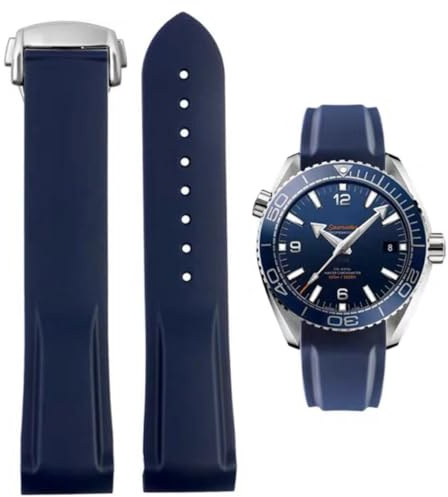 FOUUA Uhrenarmband für Omega Silikon Gummi Uhrenarmbänder 20mm 22mm Sanft Wasserdicht Sport Ersatz Faltschließe Armbänder Original Uhrenarmband Omega Seamaster SpeedMaster De Ville