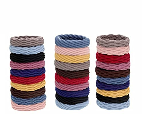 Wetopkim 30 Pcs Hair Ties, Non-Slip and Seamless Hair Bands for Thick Heavy and Curly Hair, Lightweight Highly Elastic and Stretchable