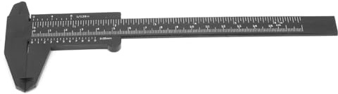 Calibrador Vernier de 150 mm, mini herramienta de medición de regla de calibre de doble escala de plástico, herramienta de medición de escala de alta precisión para carpintería, joyería(Negro)