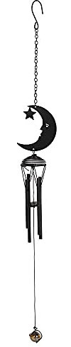 Enchanting Black Crescent Moon Cutout Windchime - 2cm x 10.5cm (1 Pc.) - Magical Appeal for Midnight Garden Decor, Perfect Indoor & Outdoor Decor