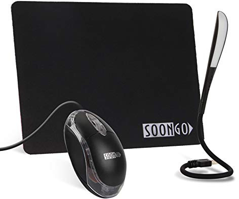 Mini Mouse Pad Kids Mice for Laptop USB LED Light 3 in 1 Gift Combo Mouse Pad Non-Slip Rubber Base USB Reading Lamp with Dimmable Touch Switch and Flexible Gooseneck for Laptop Home Office Travel