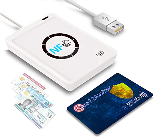 Webbo Cie 3.0 Elektronische Identitätskarte, USB-Kartenleser, Schreibgerät und NFC-Tag-Reader mit Card Blocker Anti-Klonation