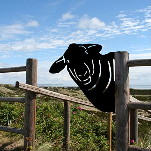 FUFRE Silhouette d' Animal en Fer, Décoration Murale en Métal en Forme de Mouton, Artisanat en Métal Animal, Décoration à Suspendre pour la Ferme, L'extérieur, la Clôture de Jardin (Mouton)