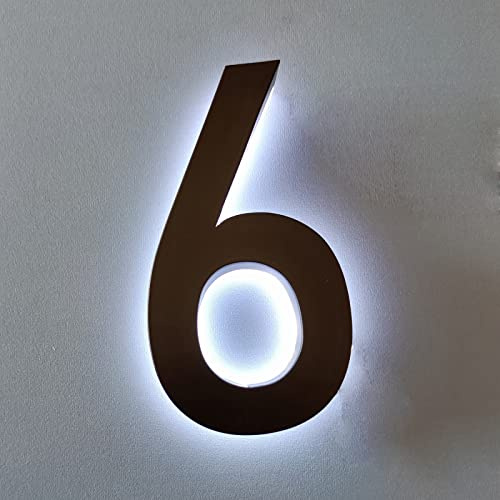 Numéros de Maison Acier Inoxydable Qualité Haut de Gamme Numéro D'adresse Maison Éclairé Par LED Rétroéclairé Numéros Maison Éclairés Numéros D'adresse Modernes, Noir, Lumière Blanche,6 Pouces,3
