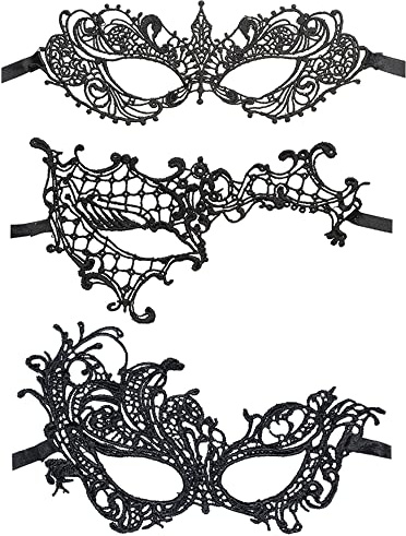 Maigendoo 3 Stück Spitze Maskerade Masken Karneval Maske Männer Frauen Venezianische Masken Abschlussball Augenmaske Set Kostüm Party Supplies für Karneval Halloween Jahrestag Festival Ball