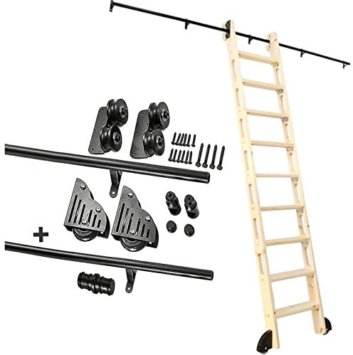CGLYYDS Bibliotheksleiter Hardware Kit Schiebetür Kit Schieber Leiter Kit(Keine Leiter), rollende Bibliotheksleiter-Hardware-Kit Rundrohr-Mobile Leiterschiene,3.3ft/100cm