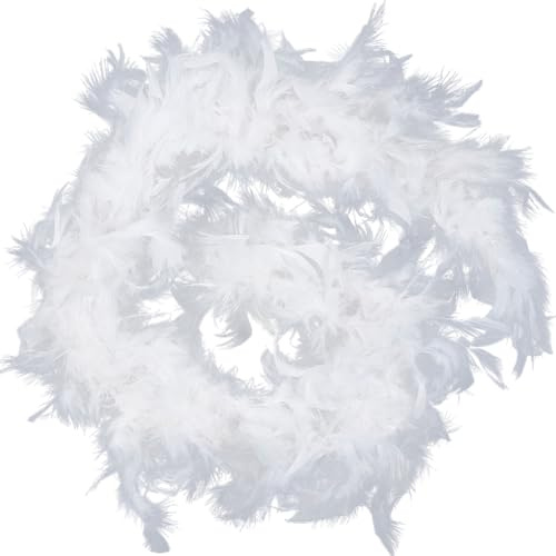 GORGECRAFT 210 cm långa fjäderboas Chandelle kalkon fjädrar Mardi Gras fluffig boa för preppy festidéer bröllop gör-det-själv hantverk dans klänning tillbehör halloween kostym högtidsdekorationer, vit