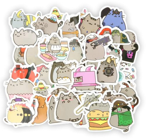 Litinliv Funny Cat Stickers Set, 100 Pcs Cute Cat Cartoon Stickers for Decoration, Waterproof, Cartoon Animal Stickers, for Water Bottles, Skateboards, Guitar, Luggage, Scrapbook, Bike