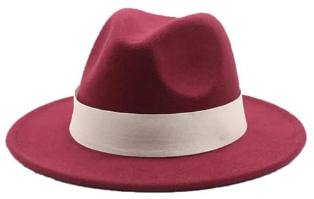 Pegsmio Elegante Damenhut für den Winter, formelle Hochzeit, Kirche, Panama-Party, Jazz-Hut, weinrot, 6 7/8/7 1/8