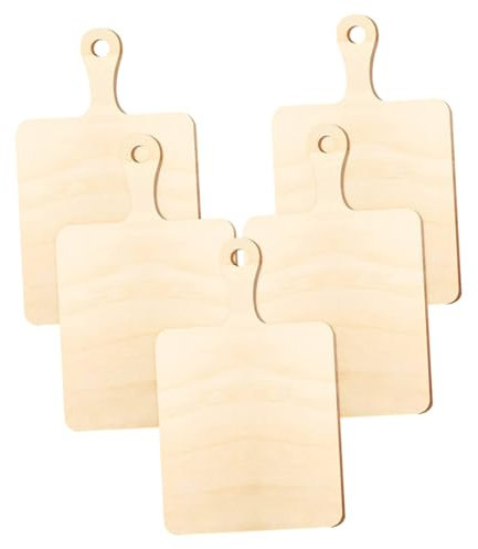 SEWACC 5stücke Holzbrett Mit Griff Für Handwerk Schneiden Diy Blank Paddel Aus Holz Ungeschliffenes Schneidebrett Zum Bemalen Und Dekorieren