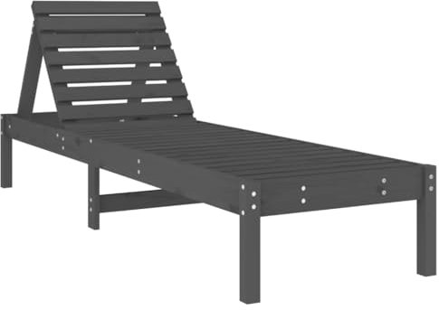 HETFTJN Relaxsessel Garten Garten Liegestuhl Balkonmöbel Saunaliege - Sonnenliege Grau 199,5x60x74 cm Massivholz Kiefer für Camping Outdoor Garten Balkon