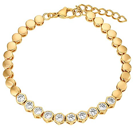 Heideman Armband Edda Damen - aus hochwertigem Edelstahl - silber gold rosegold farbend poliert - Armkette mit Stein Zirkonia weiß für Frauen